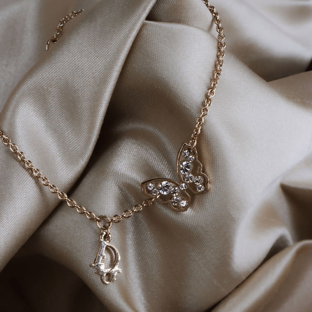 CHRISTIAN DIOR CD Butterfly Amphibole Necklace | VINTASY｜Japanese