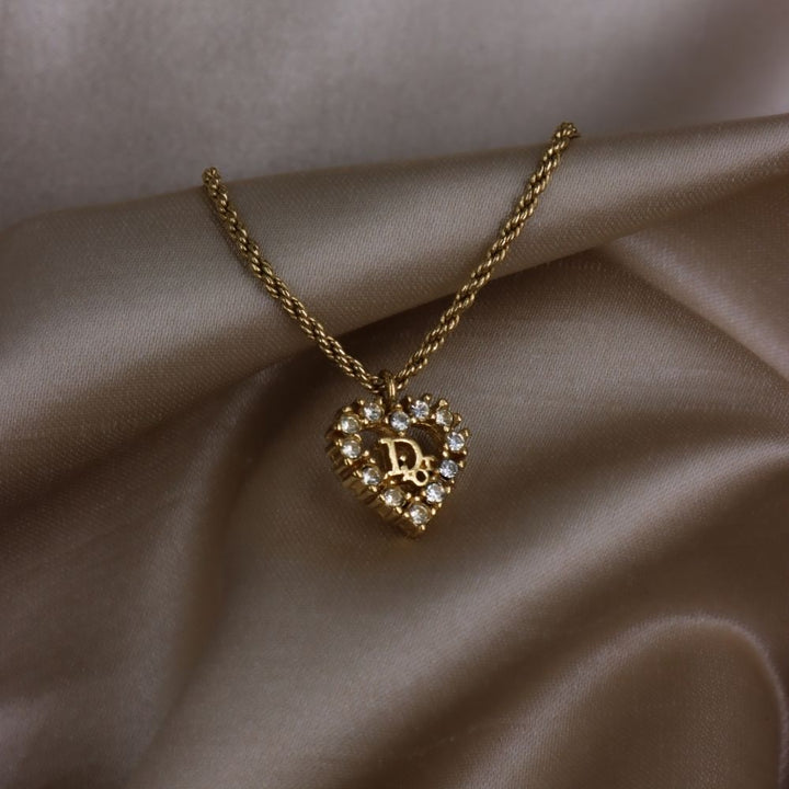 CHRISTIAN DIOR 心型閃石項鏈 | 秒殺熱賣款 - Vintasy項鏈