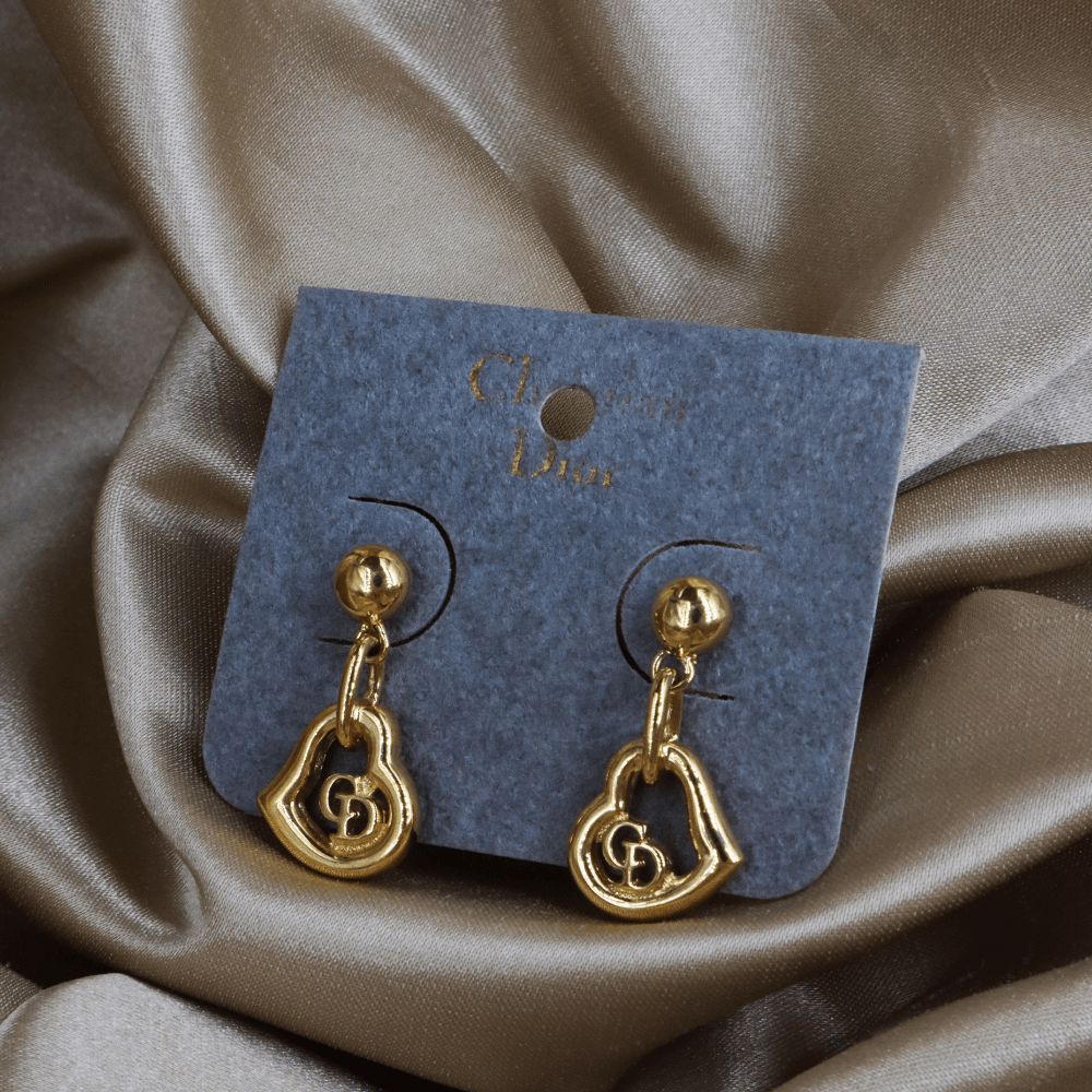 CHRISTIAN DIOR 簡約心心吊墜耳環|未使用級 - Vintasy