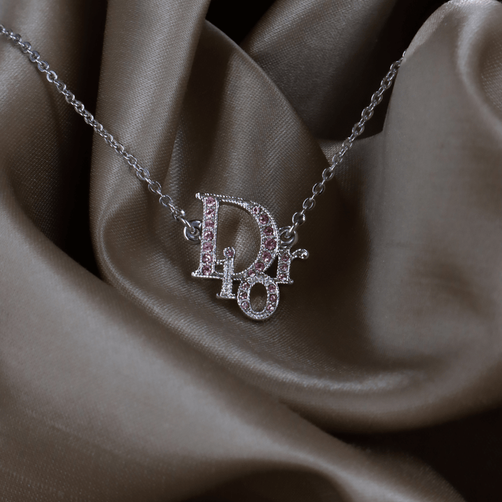 CHRISTIAN DIOR 粉紅閃石吊墜項鏈 - Vintasy項鏈