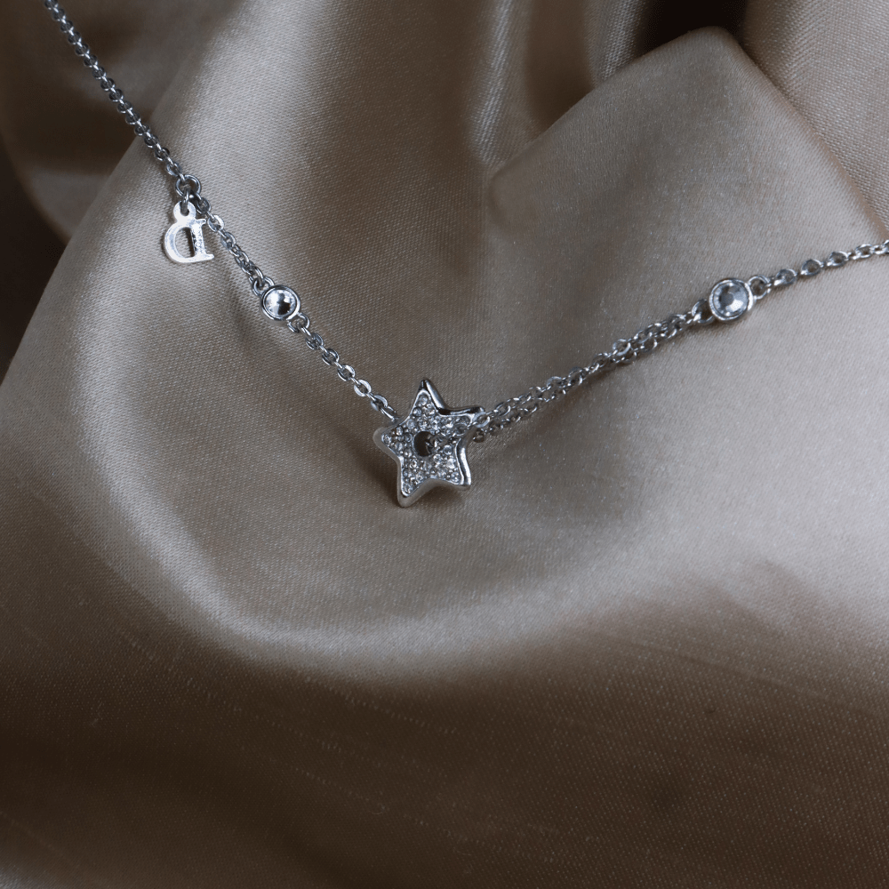 CHRISTIAN DIOR 星閃閃吊墜閃石項鏈 - Vintasy