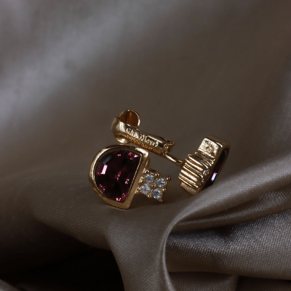 CHRISTIAN DIOR 紫閃石耳夾 |西德製造 - Vintasy