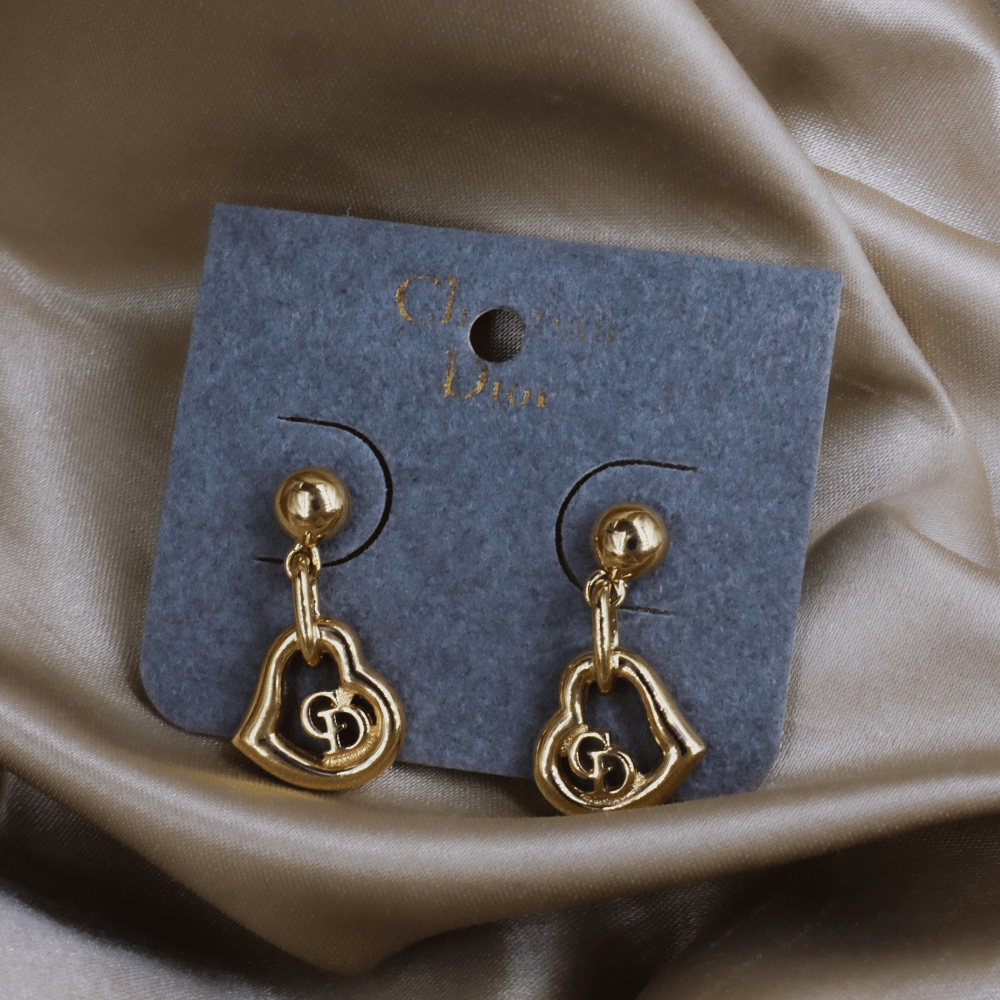 CHRISTIAN DIOR 簡約心心吊墜耳環|未使用級 - Vintasy