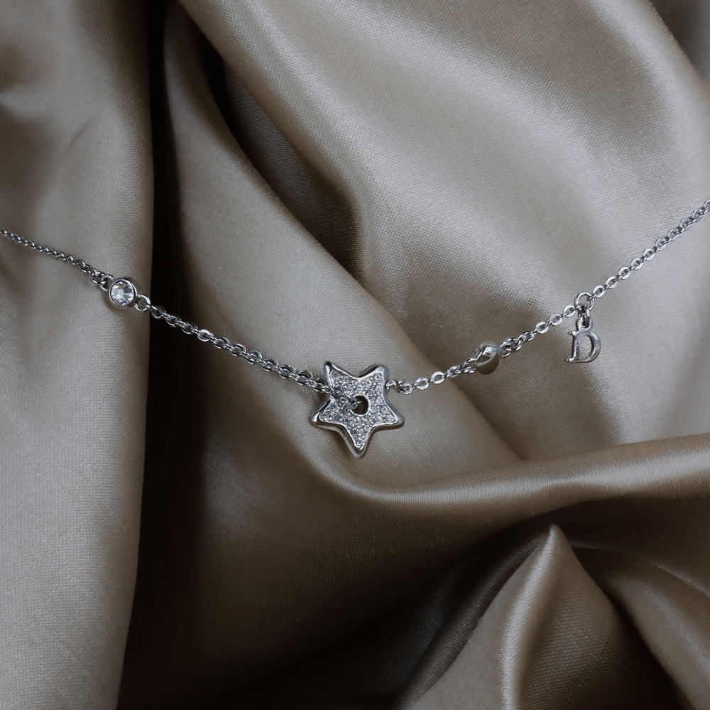 CHRISTIAN DIOR 星閃閃吊墜閃石項鏈 - Vintasy