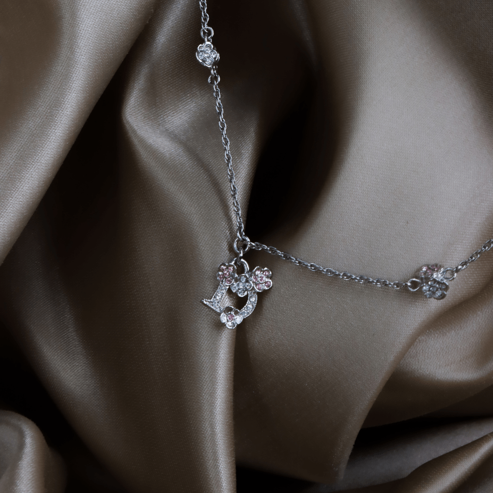 CHRISTIAN DIOR 粉紅閃石吊墜項鏈連耳環 |未使用品附原盒 - Vintasy項鏈