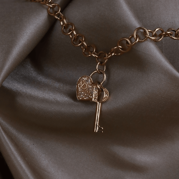 CHRISTIAN DIOR 心鎖雙吊墜項鏈 - Vintasy