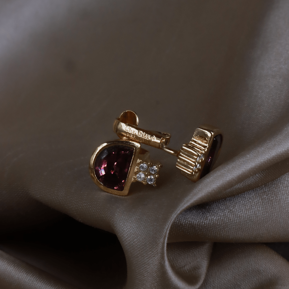 CHRISTIAN DIOR 紫閃石耳夾 |西德製造 - Vintasy