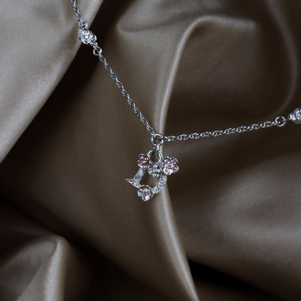 CHRISTIAN DIOR 粉紅閃石吊墜項鏈連耳環 |未使用品附原盒 - Vintasy項鏈