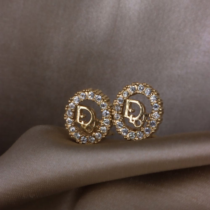 CHRISTIAN DIOR 圓型閃石耳夾 | 典雅時尚款式 - Vintasy