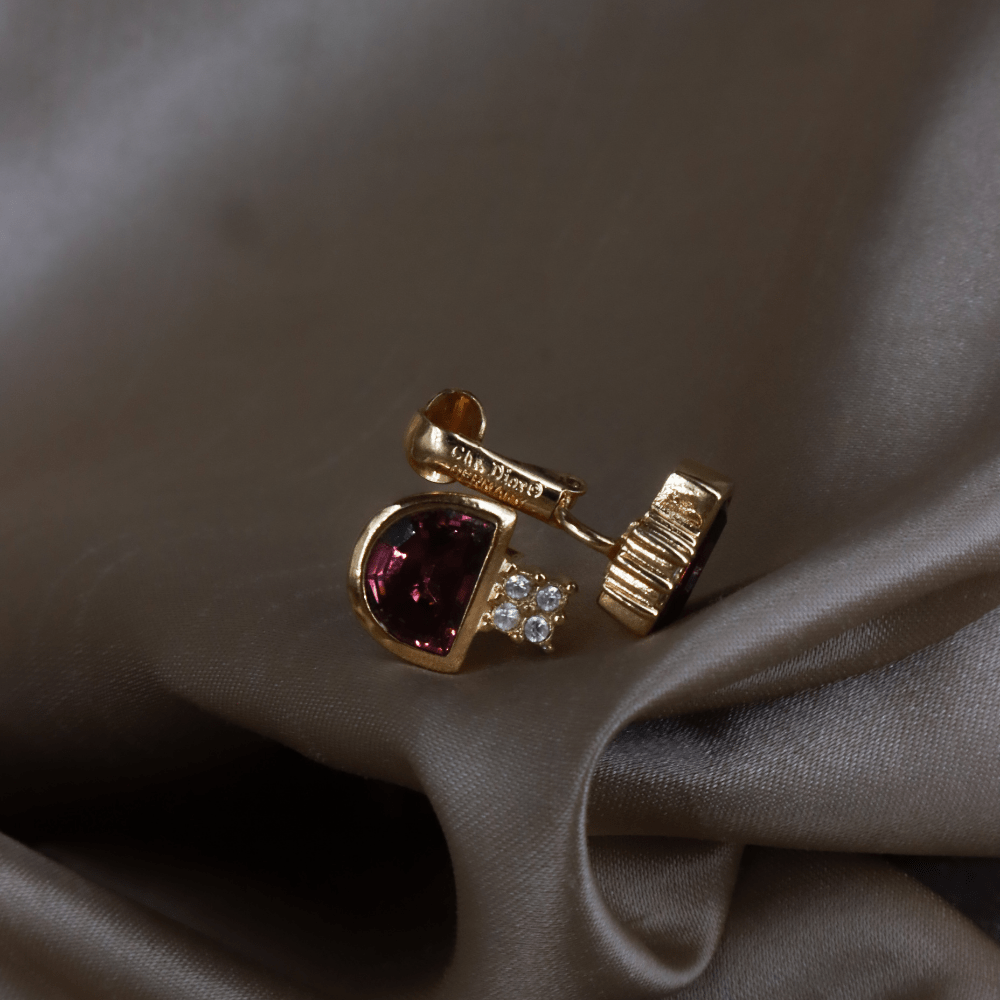 CHRISTIAN DIOR 紫閃石耳夾 |西德製造 - Vintasy