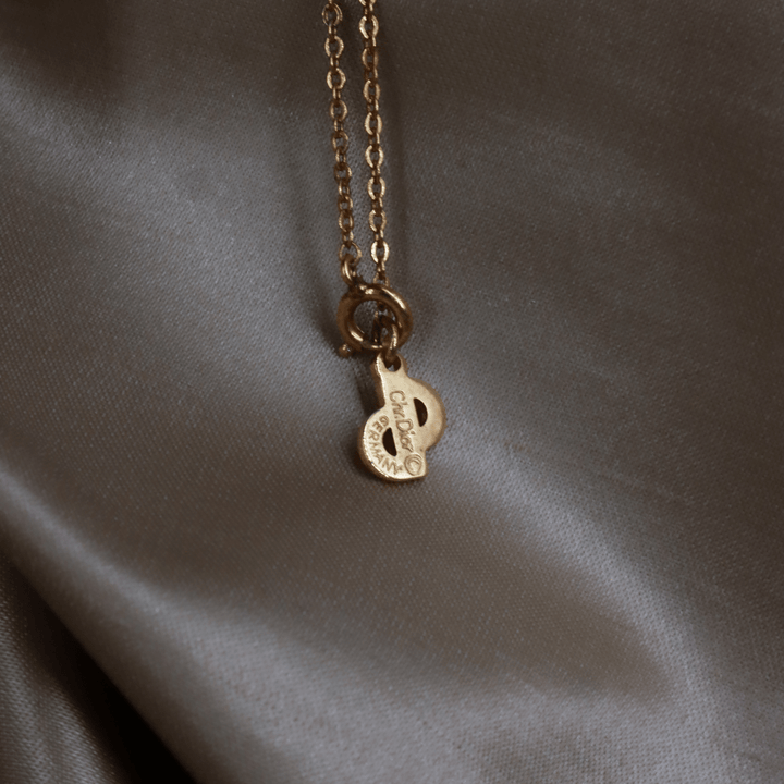 CHRISTIAN DIOR 淺藍水晶閃石吊墜項鏈 - Vintasy