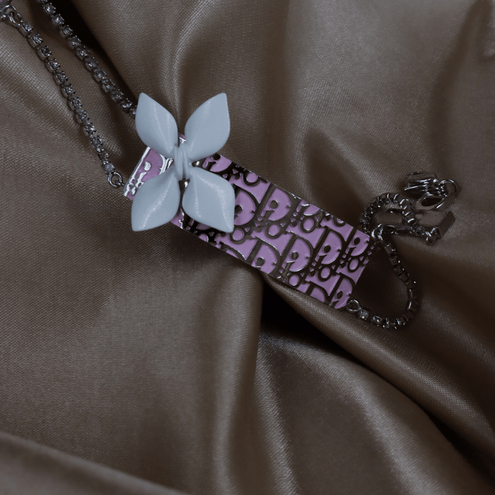 CHRISTIAN DIOR 粉紅珐瑯手鏈 - Vintasy