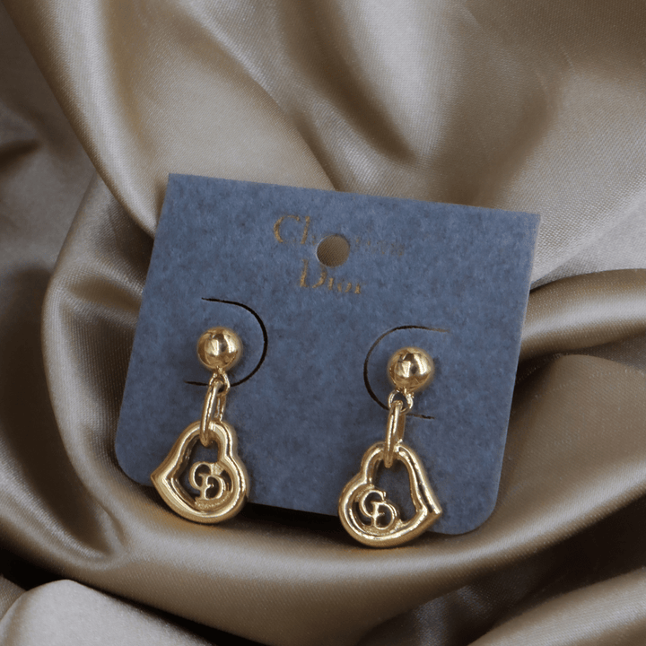 CHRISTIAN DIOR 簡約心心吊墜耳環|未使用級 - Vintasy