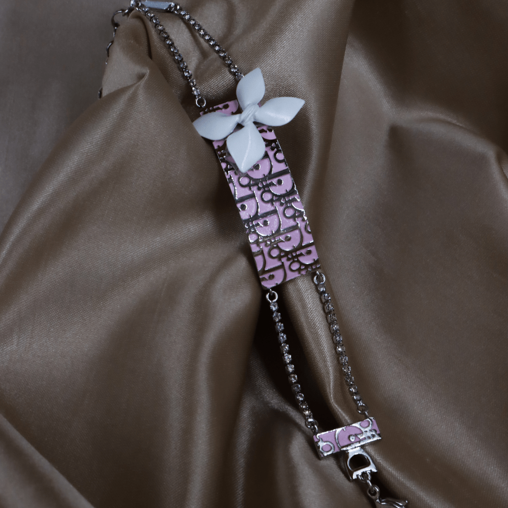 CHRISTIAN DIOR 粉紅珐瑯手鏈 - Vintasy