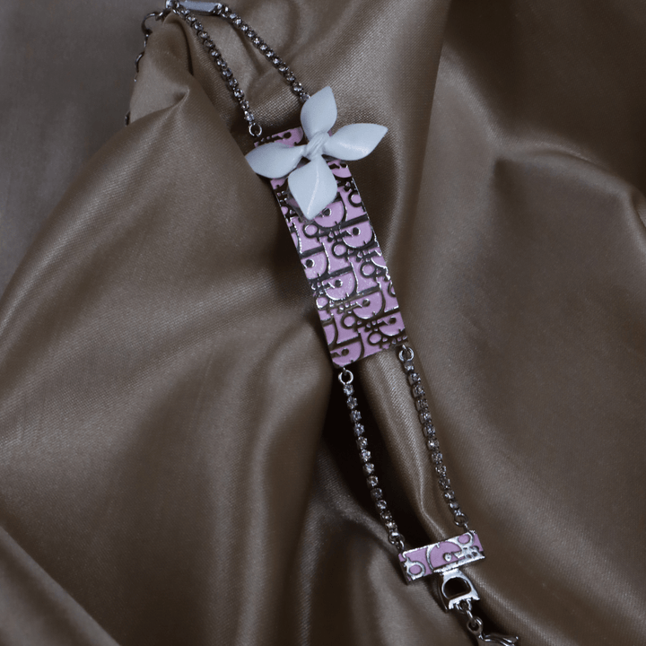 CHRISTIAN DIOR 粉紅珐瑯手鏈 - Vintasy