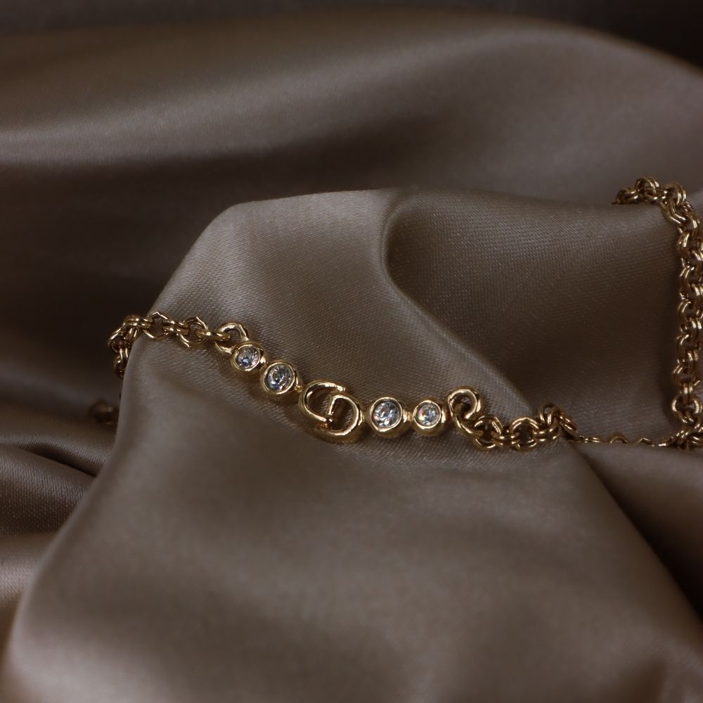 CHRISTIAN DIOR 閃石鎖骨項鏈 | 熱銷第一位 - Vintasy