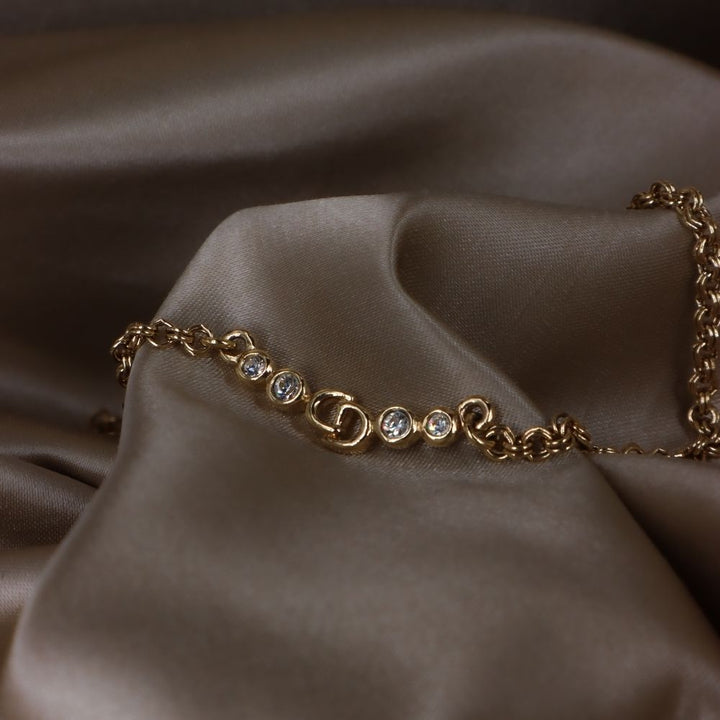 CHRISTIAN DIOR 閃石鎖骨項鏈 | 熱銷第一位 - Vintasy