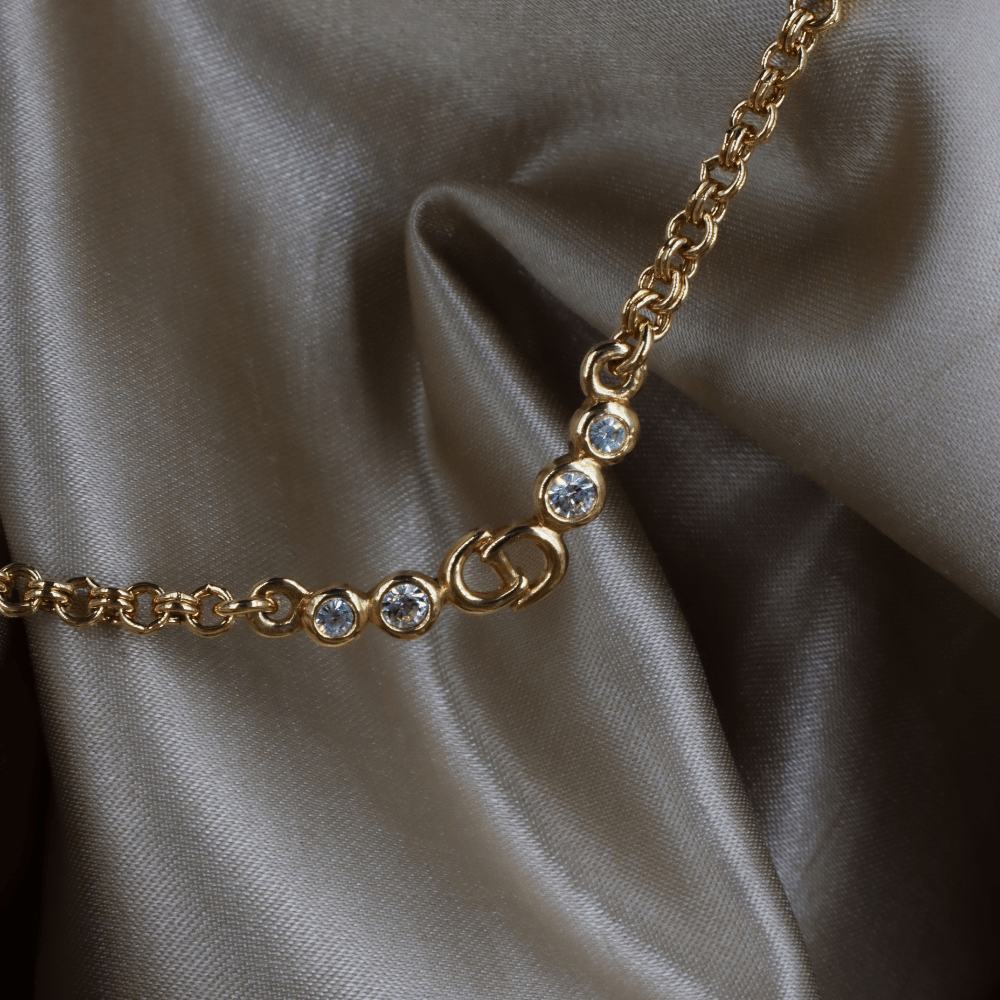 CHRISTIAN DIOR 閃石鎖骨項鏈 | 熱銷第一位 附有原盒 - Vintasy