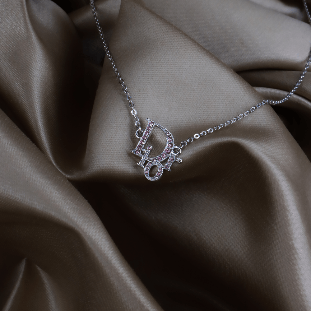 CHRISTIAN DIOR 粉紅閃石吊墜項鏈 - Vintasy項鏈