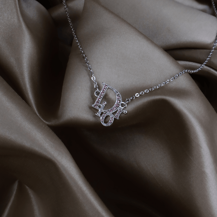 CHRISTIAN DIOR 粉紅閃石吊墜項鏈 - Vintasy項鏈