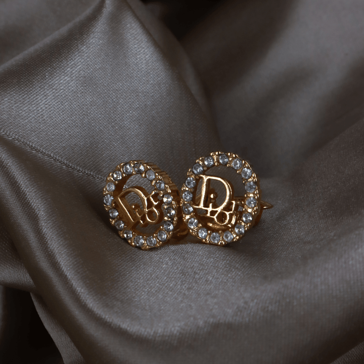 CHRISTIAN DIOR 圓型閃石耳夾 | 典雅時尚款式 - Vintasy