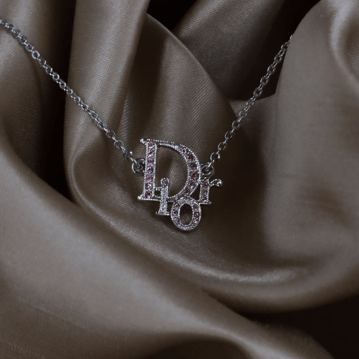 CHRISTIAN DIOR 粉紅閃石吊墜項鏈 - Vintasy項鏈