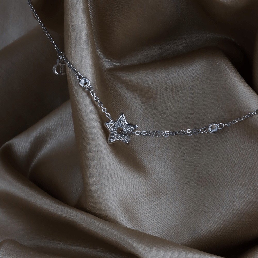 CHRISTIAN DIOR 星閃閃吊墜閃石項鏈 - Vintasy