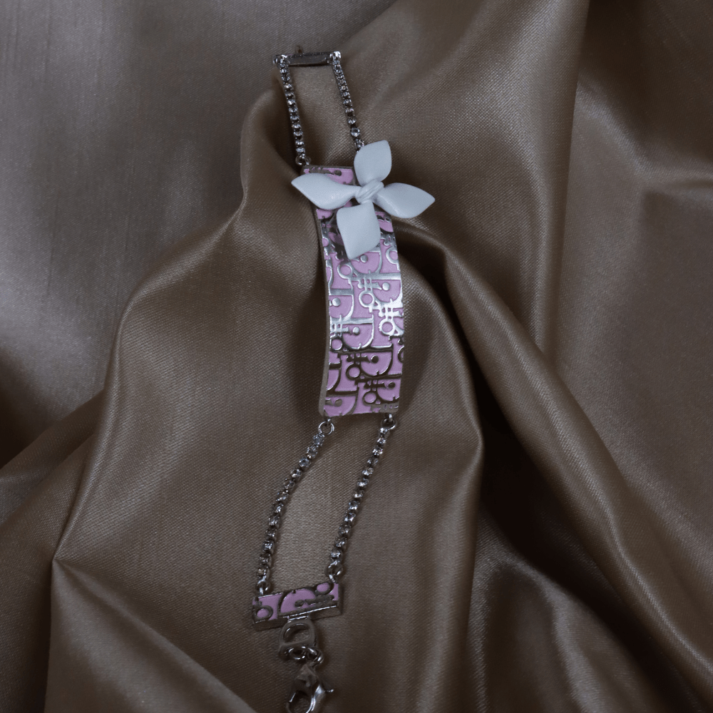 CHRISTIAN DIOR 粉紅珐瑯手鏈 - Vintasy