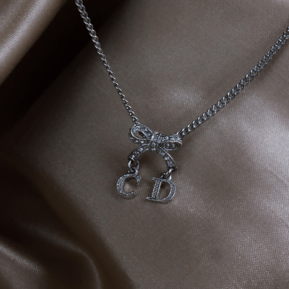 DIOR CD蝴蝶結閃石項鏈 |極罕00年代之選 - Vintasy項鏈