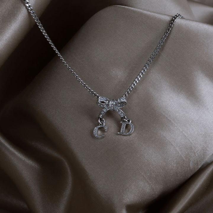 DIOR CD蝴蝶結閃石項鏈 |極罕00年代之選 - Vintasy項鏈