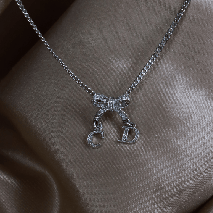 DIOR CD蝴蝶結閃石項鏈 |極罕00年代之選 - Vintasy項鏈