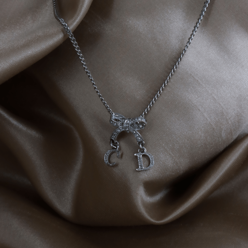 DIOR CD蝴蝶結閃石項鏈 |極罕00年代之選 - Vintasy項鏈