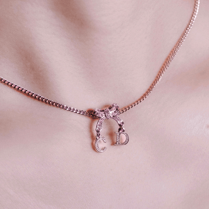 DIOR CD蝴蝶結閃石項鏈 |極罕00年代之選 - Vintasy項鏈