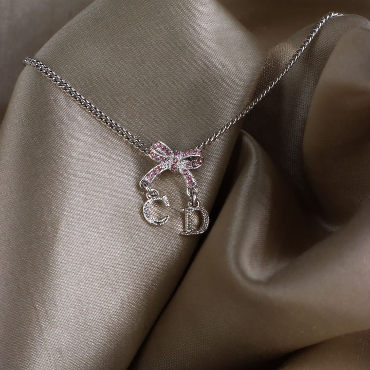 DIOR CD蝴蝶結閃石項鏈 |極罕00年代之選 - Vintasy項鏈