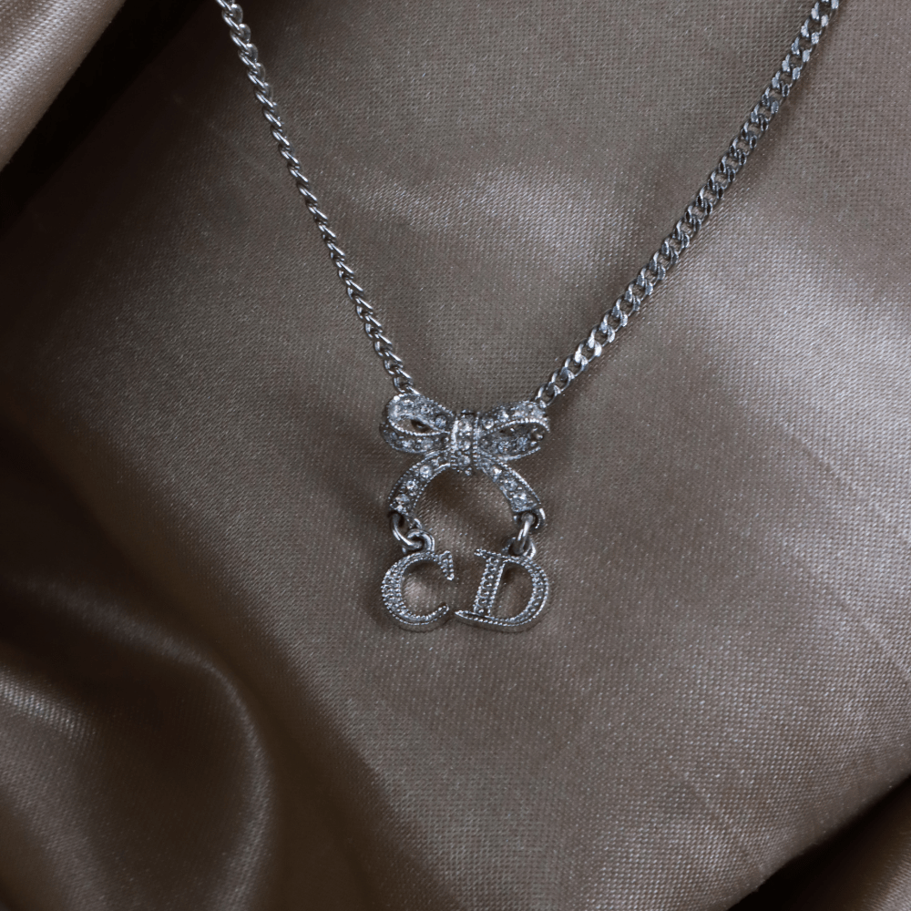 DIOR CD蝴蝶結閃石項鏈 |極罕00年代之選 - Vintasy項鏈