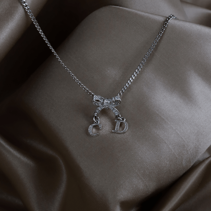 DIOR CD蝴蝶結閃石項鏈 |極罕00年代之選 - Vintasy項鏈