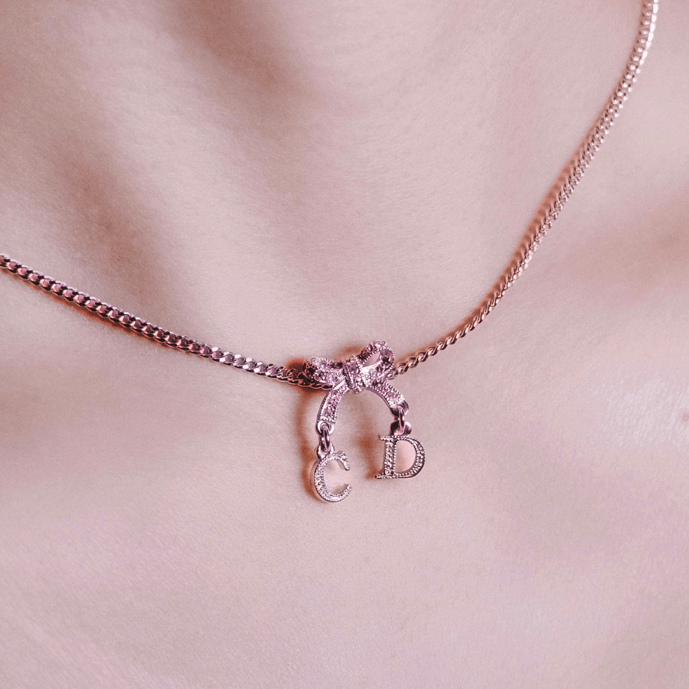 DIOR CD蝴蝶結閃石項鏈 |極罕00年代之選 - Vintasy項鏈