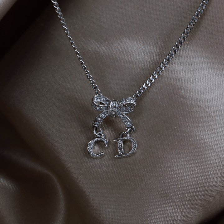 DIOR CD蝴蝶結閃石項鏈 |極罕00年代之選 - Vintasy項鏈