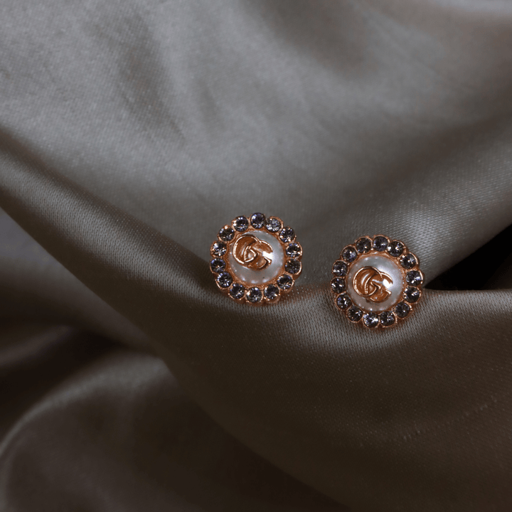 Gucci GG Marmont 金屬珍珠粉紅金耳環|未使用品連原盒 - Vintasy