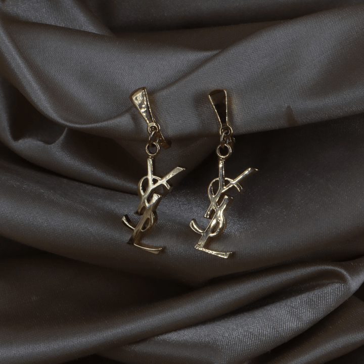 YSL Logo 吊墜耳夾 | SAINT LAURENT PARIS 未使用美品 - Vintasy