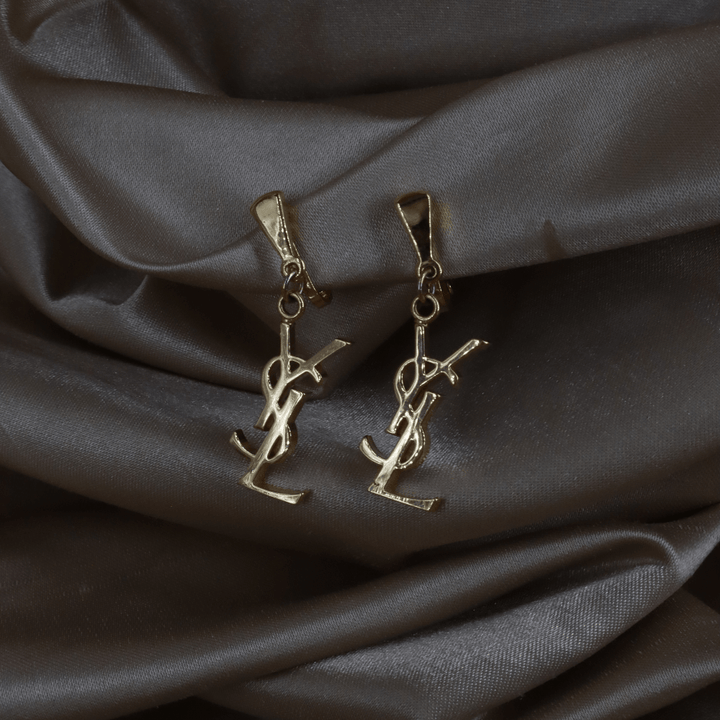 YSL Logo 吊墜耳夾 | SAINT LAURENT PARIS 未使用美品 - Vintasy