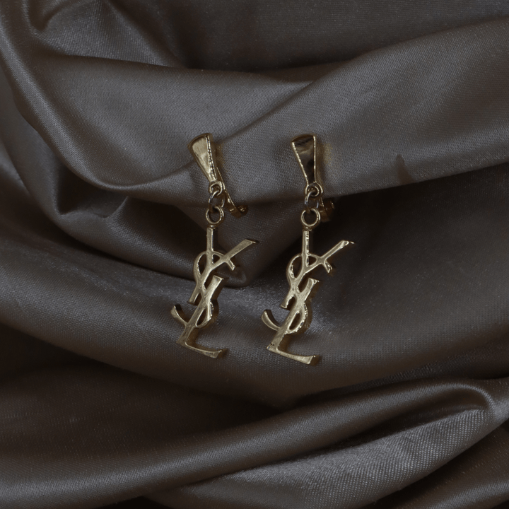 YSL Logo 吊墜耳夾 | SAINT LAURENT PARIS 未使用美品 - Vintasy