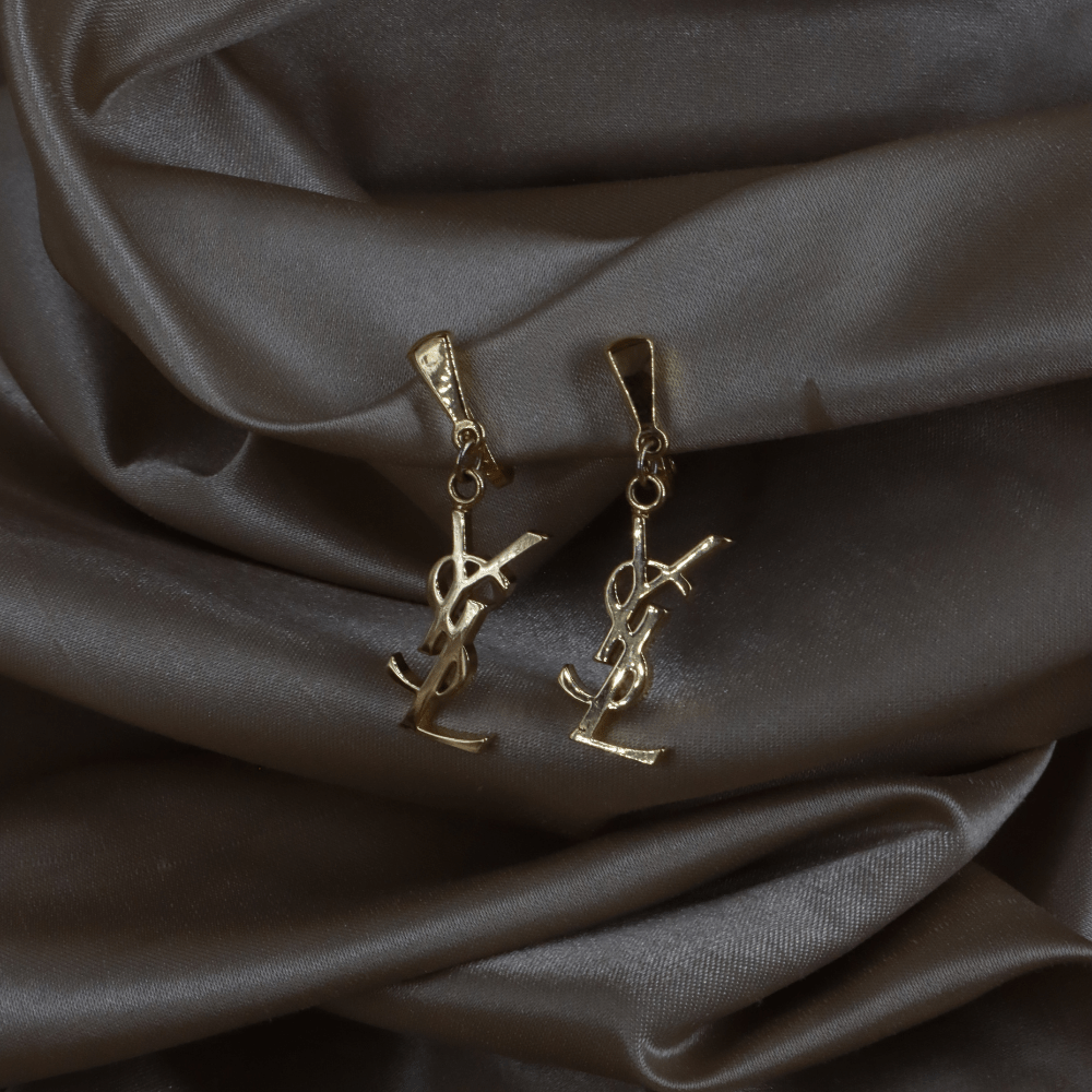 YSL Logo 吊墜耳夾 | SAINT LAURENT PARIS 未使用美品 - Vintasy