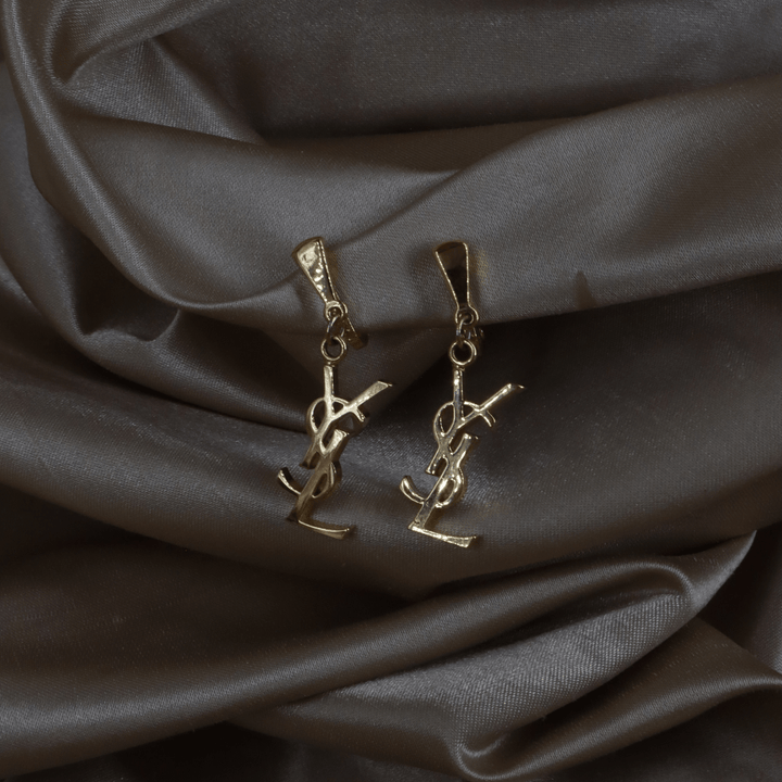 YSL Logo 吊墜耳夾 | SAINT LAURENT PARIS 未使用美品 - Vintasy
