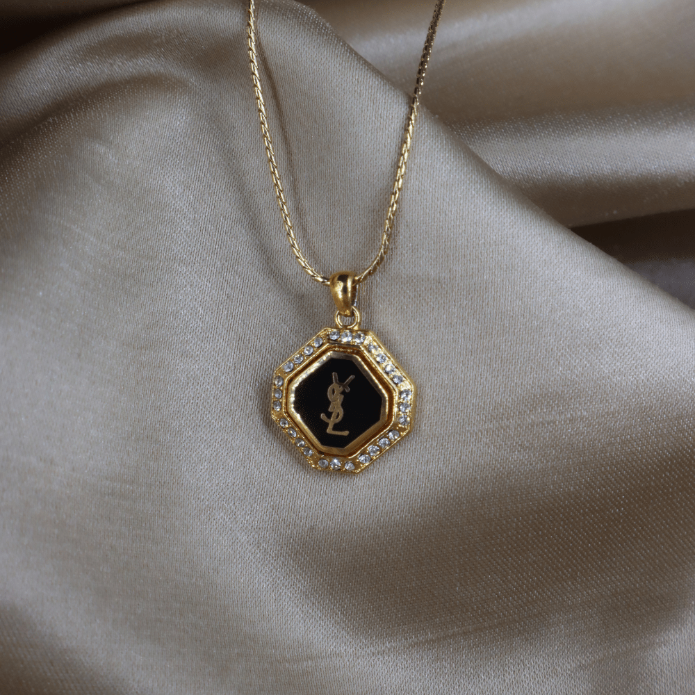 YSL Logo 吊墜閃石項鏈 | SAINT LAURENT PARIS - Vintasy