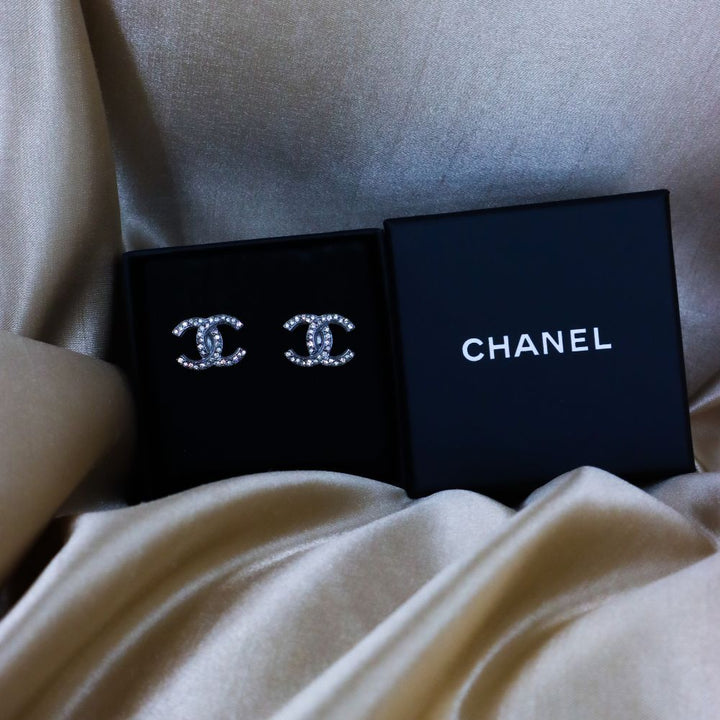 CHANEL 閃石COCO雙C耳環 - Vintasy