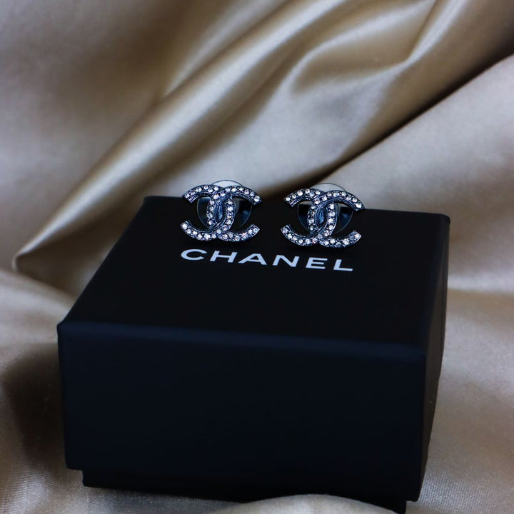 CHANEL 閃石COCO雙C耳環 - Vintasy
