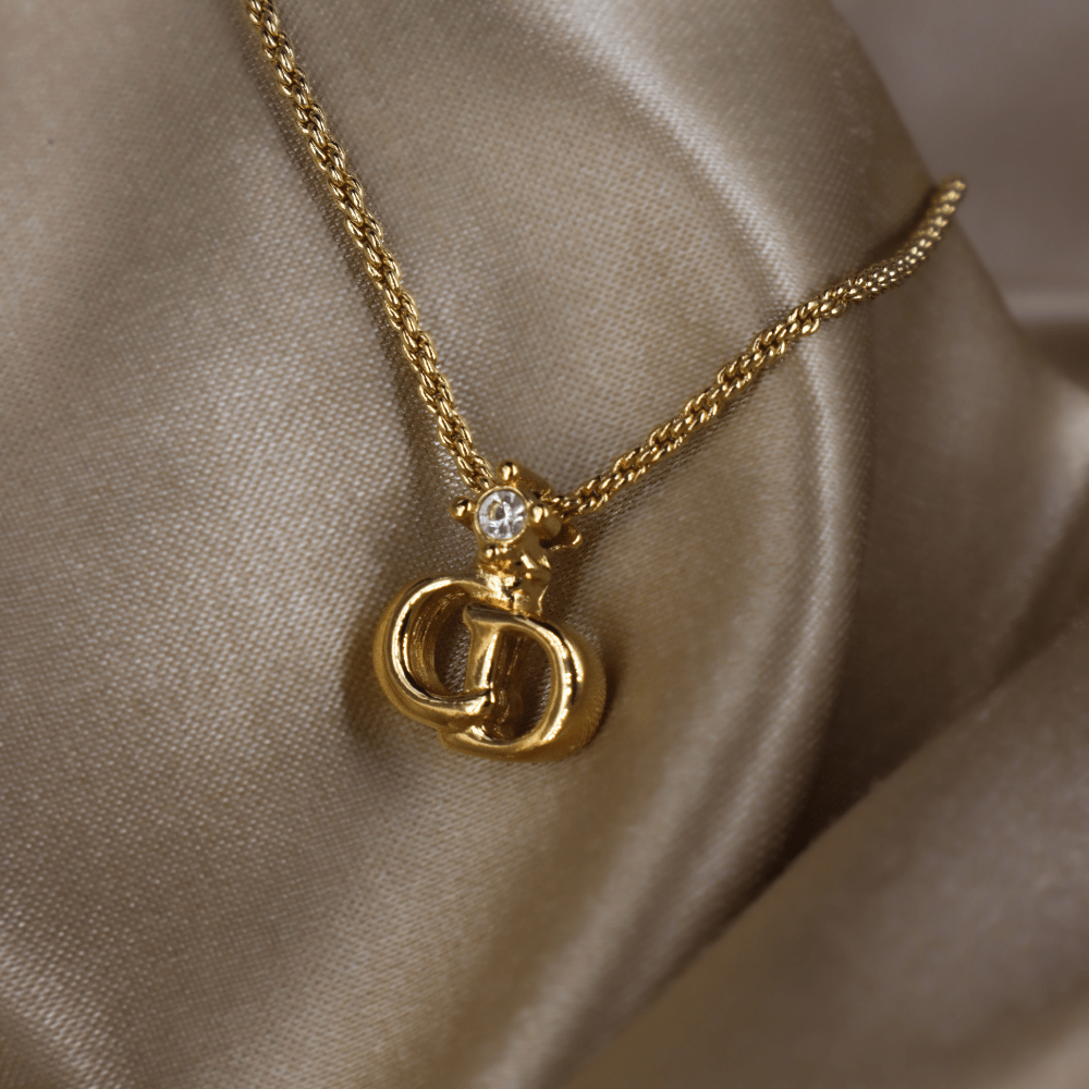 CHRISTIAN DIOR 吊墜閃石項鏈(金)| 1990年代款 | 秒殺熱賣款 - Vintasy項鏈