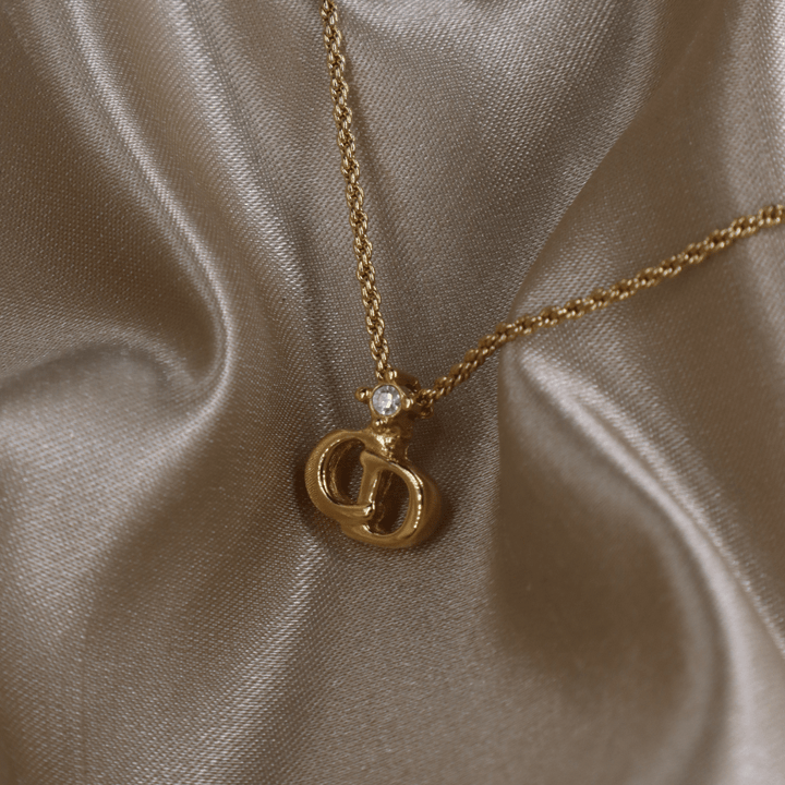 CHRISTIAN DIOR 吊墜閃石項鏈(金)| 1990年代款 | 秒殺熱賣款 - Vintasy項鏈