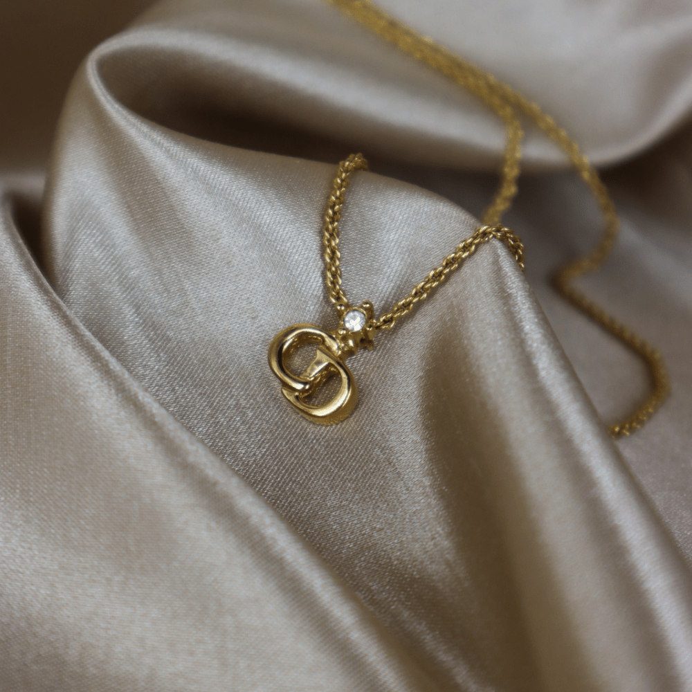 CHRISTIAN DIOR 吊墜閃石項鏈(金)| 1990年代款 | 秒殺熱賣款 - Vintasy項鏈